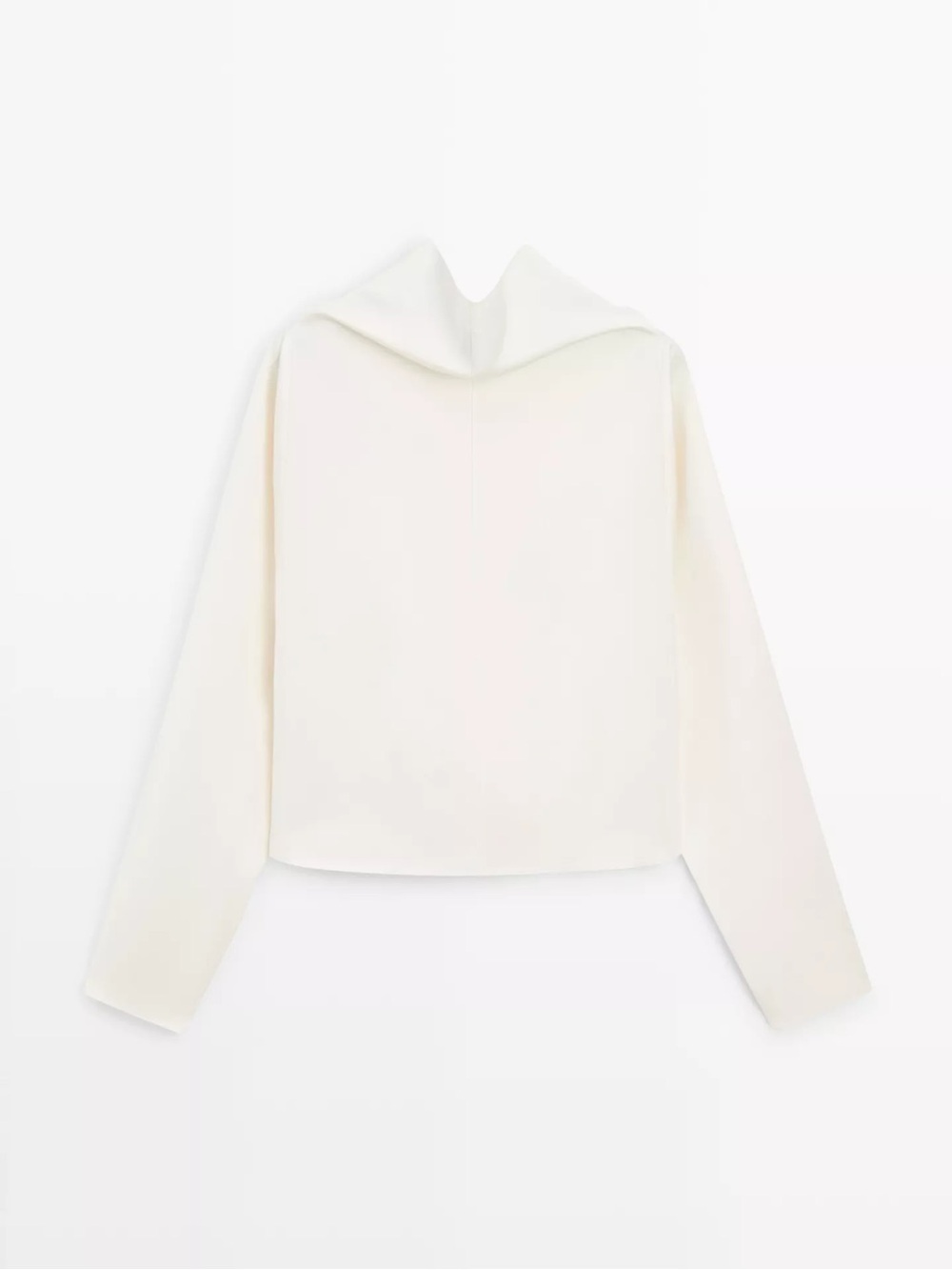 Massimo Dutti Studio Satin Elegant Cream High-Neck Long-Sleeve Top - Picture 7 of 10